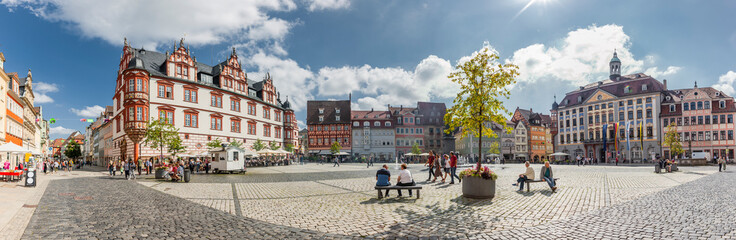 Marktplatz in Coburg in Deutschland - obrazy, fototapety, plakaty