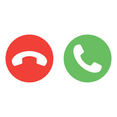 Answer and decline phone call buttons. yes and no button. Phone call icon vector