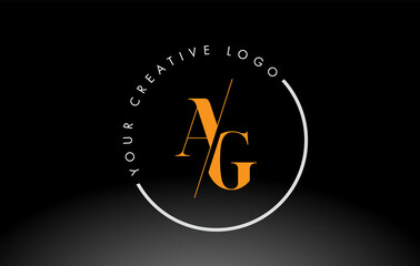 Orange AG Serif Letter Logo Design with Creative Intersected Cut.