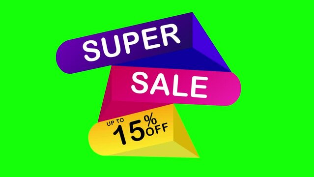 super sale 15% offer promotion green screen animation