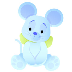 Cute blue mouse with a long tail