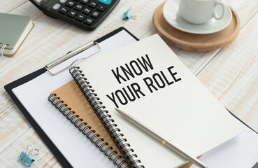 Know your role text concept over white background