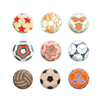 Set of illustrations of soccer balls.