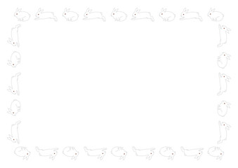 白うさぎ模様のフレームイラスト