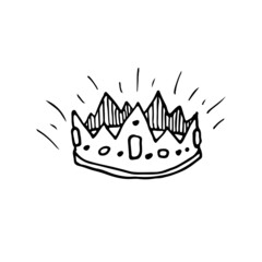 Hand drawn vector doodle illustration of a shiny crown.