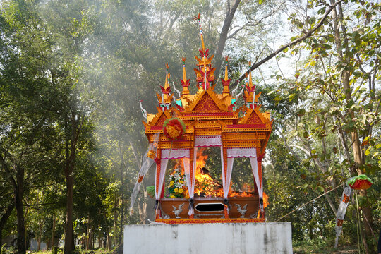 Traditional cremation ceremony in rural northern Thailand