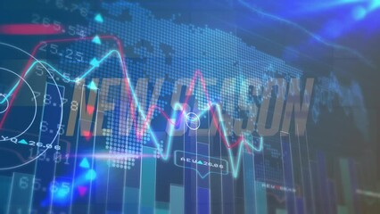 Animation of data processing over new season text - Powered by Adobe