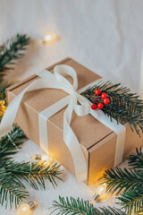 Naklejka na ściany i meble Christmas Gift Box with bow tie