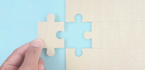 Connecting jigsaw puzzle. Business solutions success