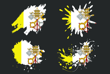 Vatican flag brush splash vector set, country logo asset, paint grunge illustration concept, Vatican flag brush stroke grunge effect, water splash mask, creative country flag logo idea