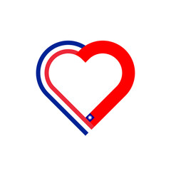 unity concept. heart ribbon icon of france and taiwan flags. vector illustration isolated on white background