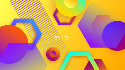 Minimal colorful vibrant vivid geometric shapes abstract modern background design. Design for poster, template, backdrop, banner, brochure, website, flyer, landing page, presentation, and webinar