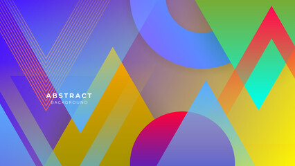 Abstract colorful vibrant vivid geometric shapes geometric light triangle line shape with futuristic concept presentation background