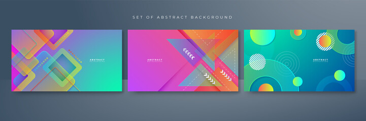 Dark colorful vibrant vivid geometric shapes abstract background geometry shine and layer element vector for presentation design. Suit for business, corporate, party, festive, seminar, and talks.