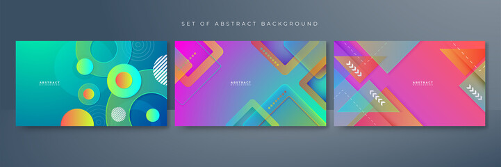 Abstract colorful vibrant vivid banner geometric shapes geometric light triangle line shape with futuristic concept presentation background