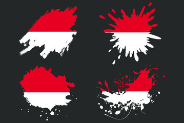 Monaco flag brush splash vector set, country logo asset, paint grunge illustration concept, Monaco flag brush stroke grunge effect, water splash mask, creative country flag logo idea