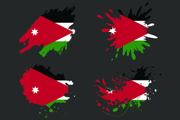 Jordan flag brush splash vector set, country logo asset, paint grunge illustration concept, Jordan flag brush stroke grunge effect, water splash mask, creative country flag logo idea