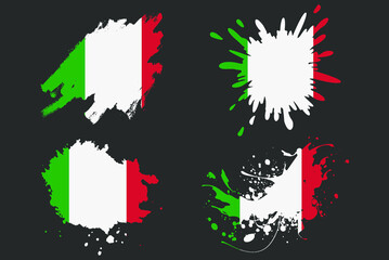 Italy flag brush splash vector set, country logo asset, paint grunge illustration concept, Italy flag brush stroke grunge effect, water splash mask, creative country flag logo idea