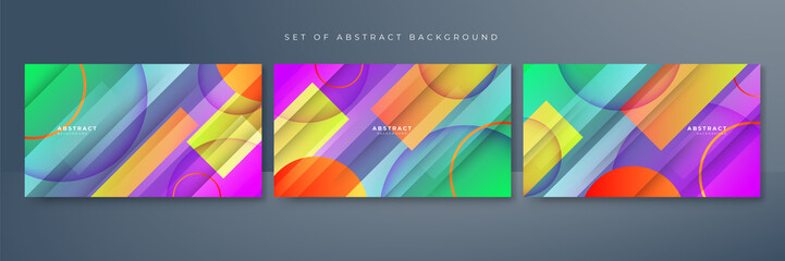 colorful vibrant vivid geometric shapes abstract modern technology background design. Vector abstract graphic presentation design banner pattern background web template.