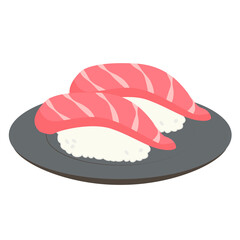 皿にのったトロのお寿司イラスト