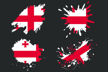 Georgia flag brush splash vector set, country logo asset, paint grunge illustration concept, Georgia flag brush stroke grunge effect, water splash mask, creative country flag logo idea