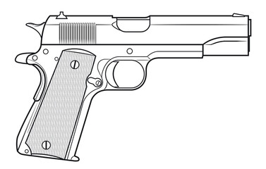 Vector illustration of the Colt 1911 automatic pistol - obrazy, fototapety, plakaty