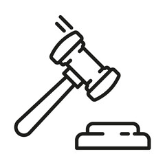 Judge gavel. Law symbol. Gavel line icon, outline logo illustration, linear