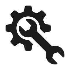 wrench tool icon illustration. Cogwheel and wrench or technical service or support.