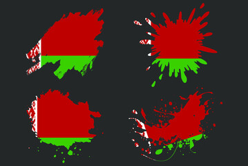 Belarus flag brush splash vector set, country logo asset, paint grunge illustration concept, Belarus flag brush stroke grunge effect, water splash mask, creative country flag logo idea