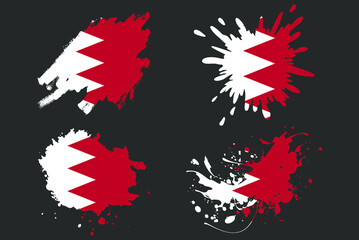 Bahrain flag brush splash vector set, country logo asset, paint grunge illustration concept, Bahrain flag brush stroke grunge effect, water splash mask, creative country flag logo idea