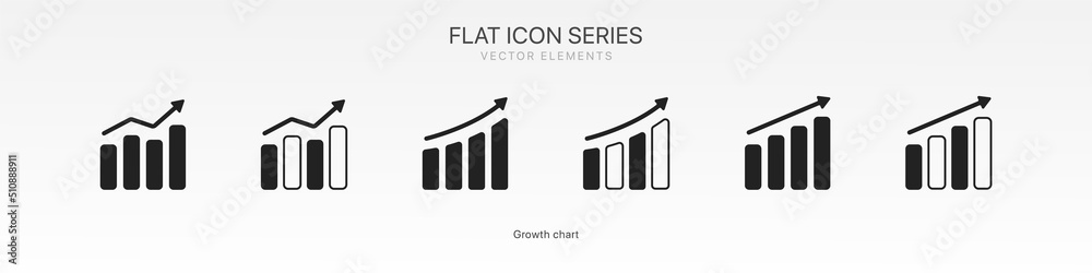 Poster financial analysis stats icon set. growing graph set. business chart with arrow. growths chart colle
