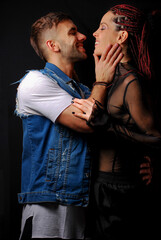 beautiful couple urban style girl with african braids