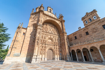 Fototapeta na wymiar Main Entrance to Saint Esteban convent in Salamanca. The convent of San Esteban is a Dominican convent located in the city of Salamanca, in the Plaza del Concilio de Trento, Castile and Leon, Spain
