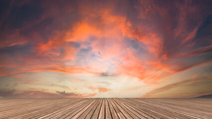 Fototapeta na wymiar Blue sky clouds display field presentation field sunset