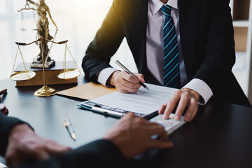 lawyer taking dollar bribe from the female client for falsifying documents, businessman taking bribes corruption illegal fraud bribery concept.