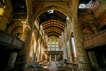 An abandoned church and theater in Gary, Indiana