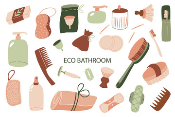 Set of eco bathroom accessories and tools