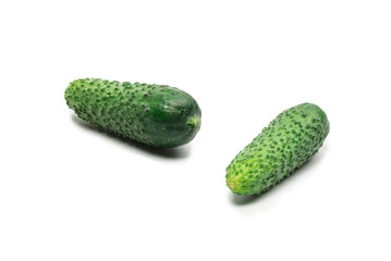 Fresh green cucomber isolated on white background.