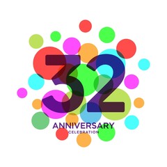 32 Years Anniversary Celebration Vector Template Design Illustration
