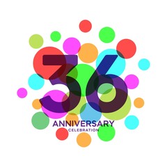 36 Years Anniversary Celebration Vector Template Design Illustration
