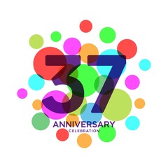 37 Years Anniversary Celebration Vector Template Design Illustration