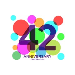 42 Years Anniversary Celebration Vector Template Design Illustration