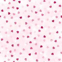 Hearts seamless pattern, cute watercolor vector background with small hearts, baby print, 14 february Valentine backdrop