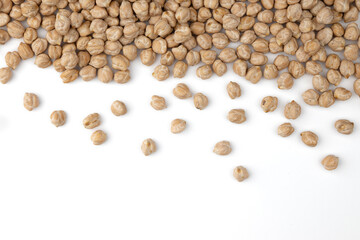 heap chickpeas on white background, top view