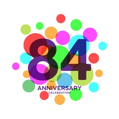 84 Years Anniversary Celebration Vector Template Design Illustration