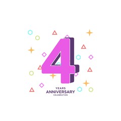 4 Years Anniversary Celebration Vector Template Design Illustration