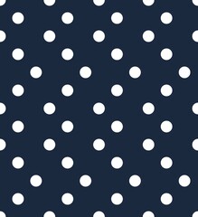 Polka dot pattern vector print blue seamless background for textile