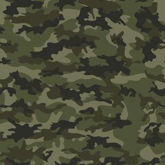 Fototapeta premium Army camo vector pattern, seamless background for textiles. Disguise. Fashion print. Forest illustration.