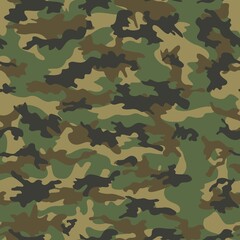 Military camouflage vector pattern, seamless army print, disguise. Green modern camouflage on textiles.
