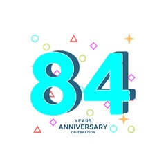 84 Years Anniversary Celebration Vector Template Design Illustration